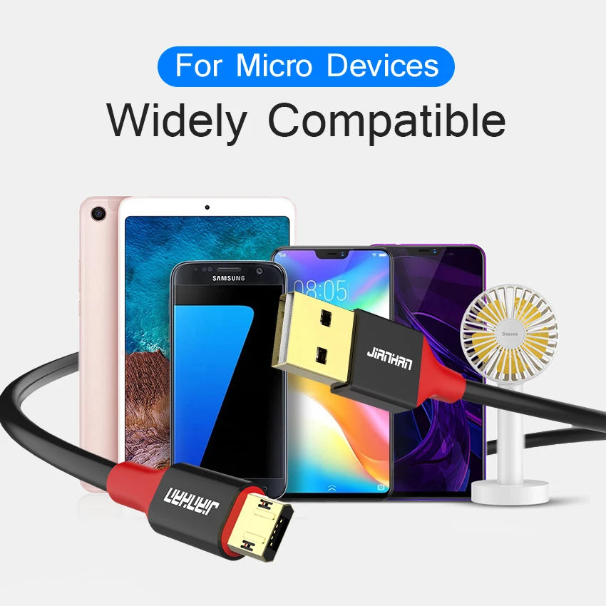 JianHan Micro USB Cable Reversible 3A Fast Charging for Samsung Xiaomi HTC LG Andriod USB Charger Data Cable Mobile Phone Cable